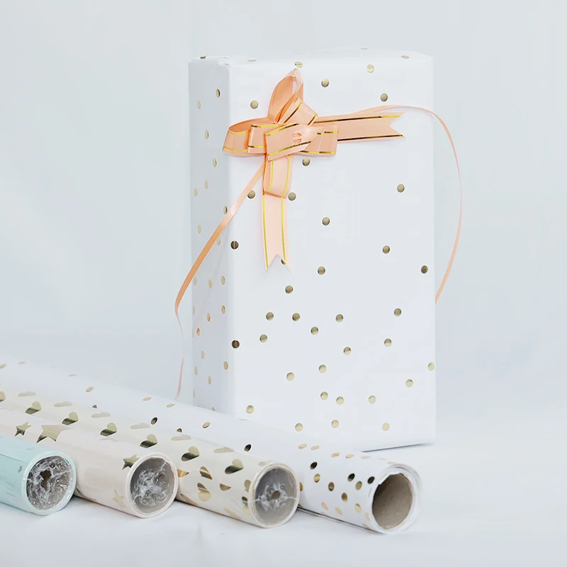 Low Moq Flower Wrapping Paper Bouquets Hot Foil Wholesale Custom Wrapping Paper Rolls