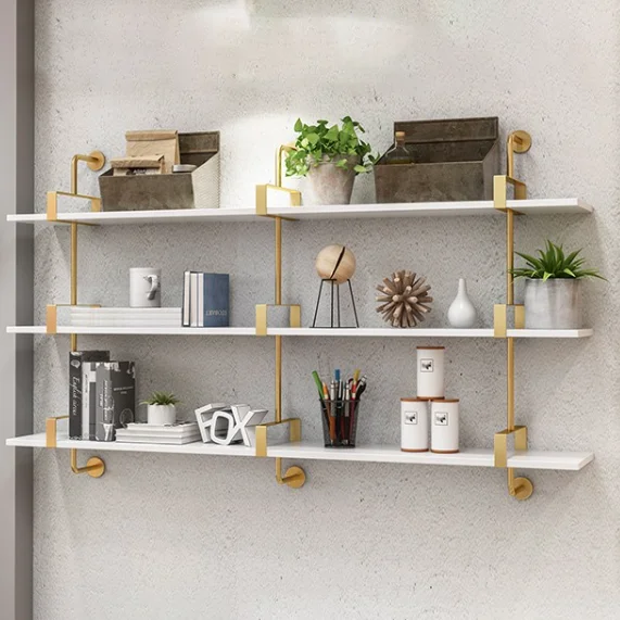 Household decoration plain industrial wooden crafts 3 - storey wall hanging antique floating industrial wooden wall shelf