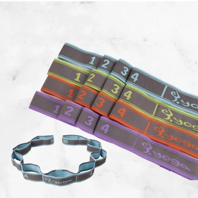 Custom logo  Elastic Strap with 10 Flexible Loops Exercises Workout Yoga Stretch band Resistance Strap Belt