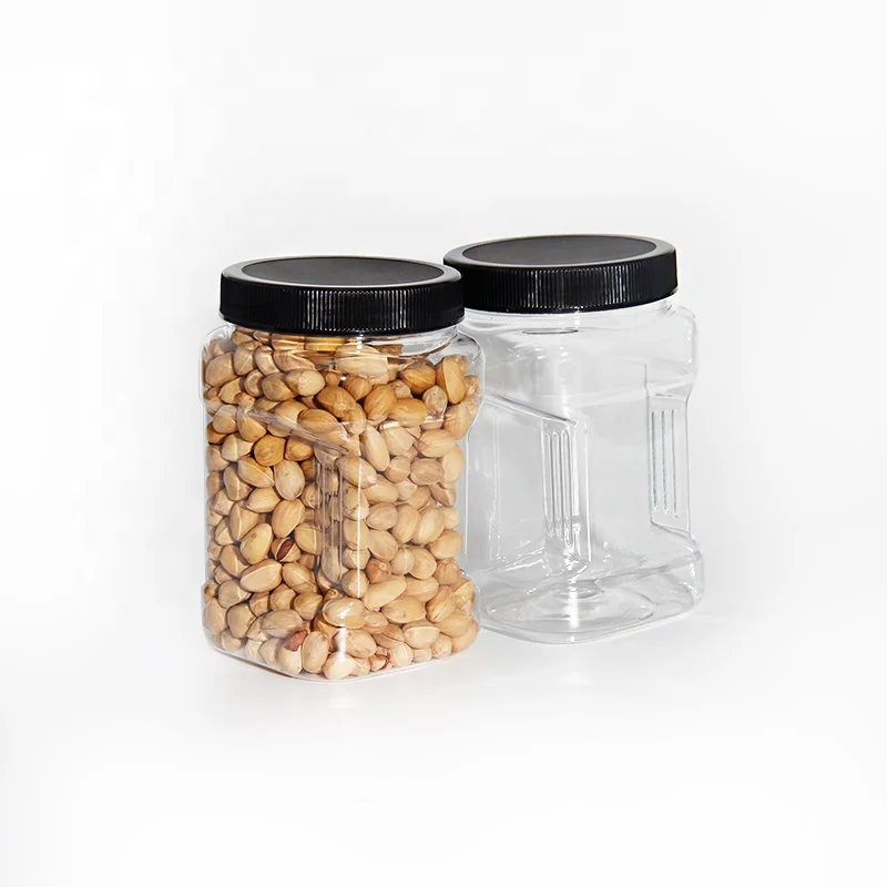 Good Quality Virgin Material Food Packaging Jars Big Volume Square Grip Plastic Jars