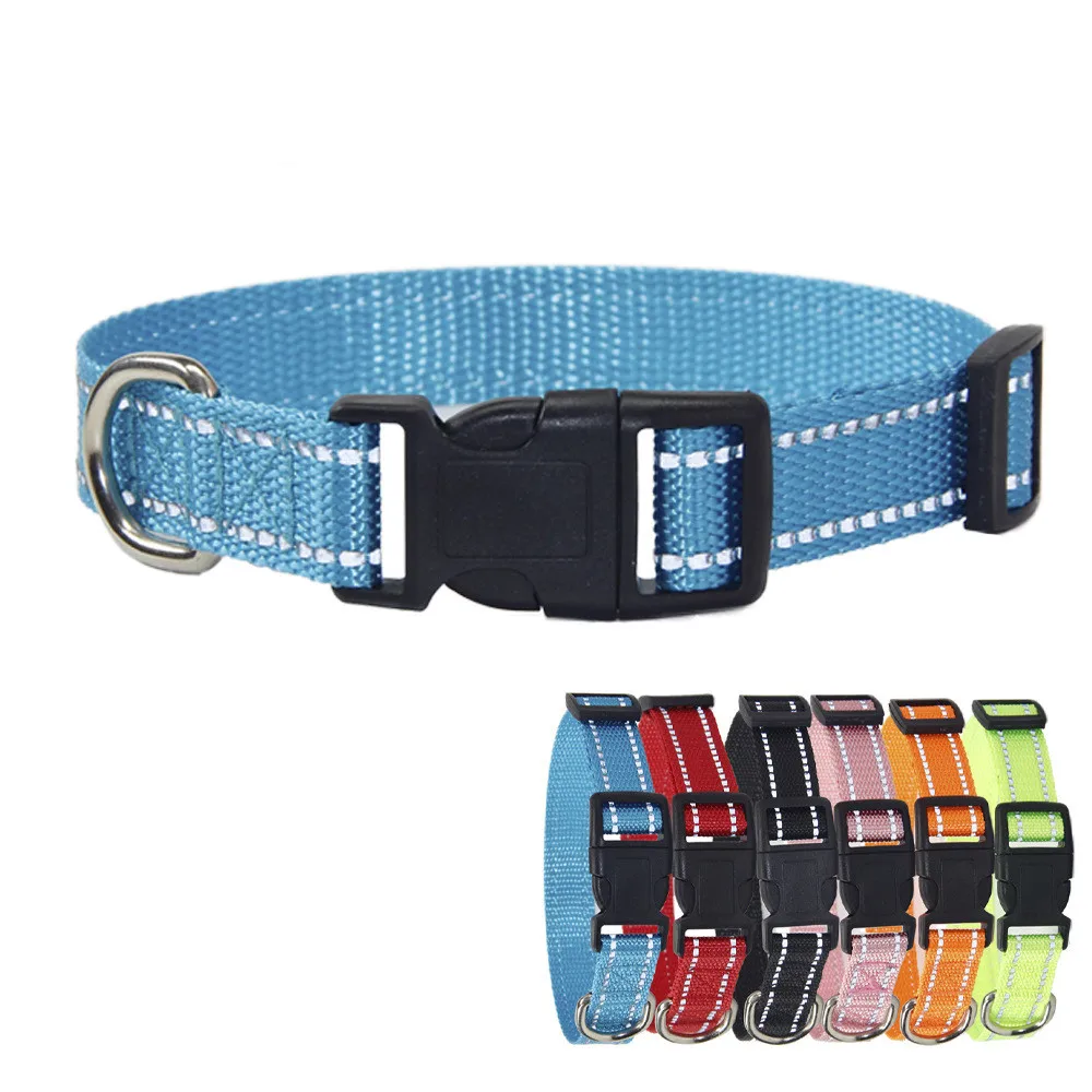 Reflective Dog Collar Outdoor Training Leash Adjustable Nylon Pet Collar for Small Medium Large Dogs Leashes Accessories