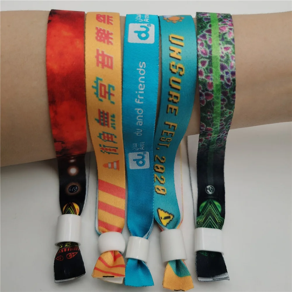 Экологичный односторонний пластиковый замок для браслетов из сатина и полиэстера