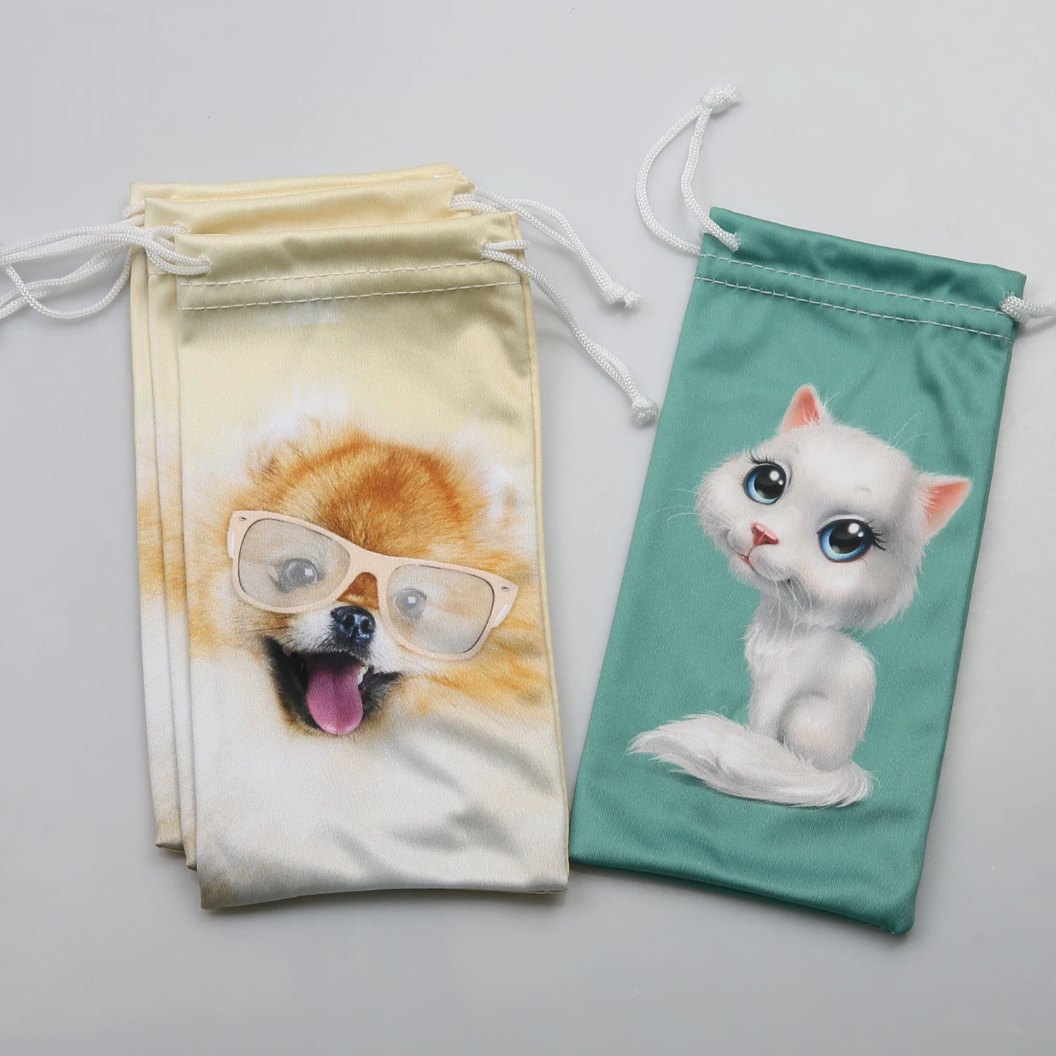Custom Drawstring Jewelry Pouch 80% Polyester+20% Polyamide Printed Drawstring Eyeglasses Bag