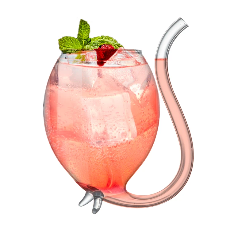 Luxury vintage 300ml custom stemless vampire red wine glass cup with straw margarita cocktail glasses creative