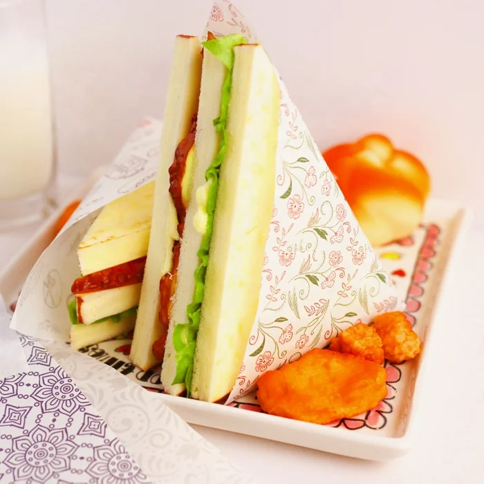 Fast food colored wax paper candy wrapper burger paper packaging for food