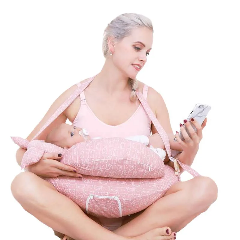 Factory Hot Sale U Shape Feeding Nursing Pillow 100% cotton breathable removable washable Portable Baby Breastfeeding Pillow