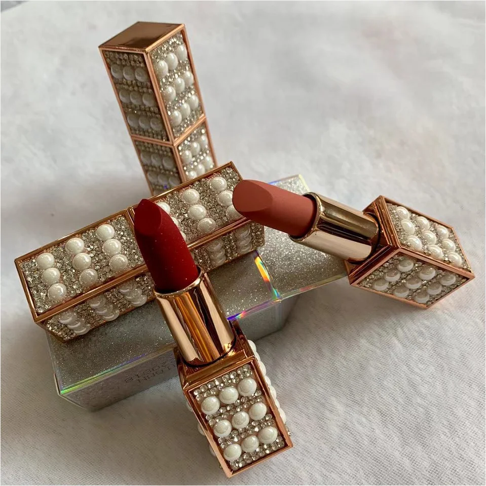 Korean make your own branded lipstick manufacturers natural velvet cream longlasting mate glitter lipstick