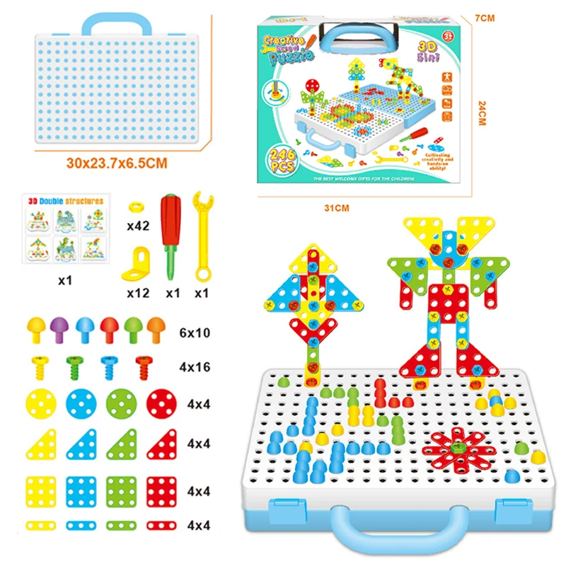 246PCS tool games plastic wrench screwdriver tool set toy intelligence toys building block educational screwdriver toys