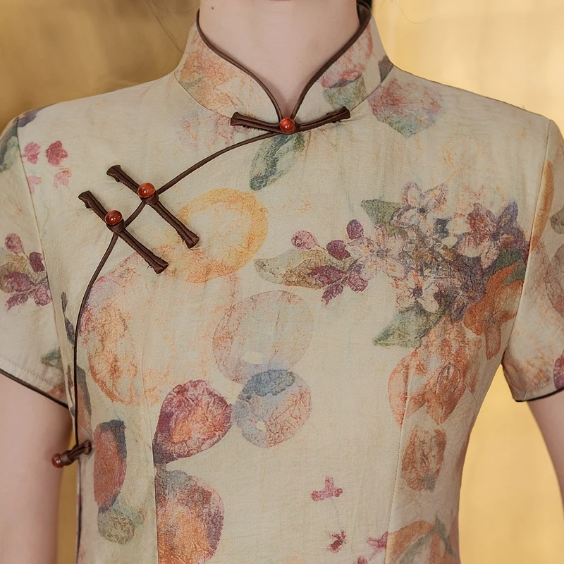 Популярные Рекомендуемые хлопковые льняные женские летние платья ручной работы китайское платье Ципао