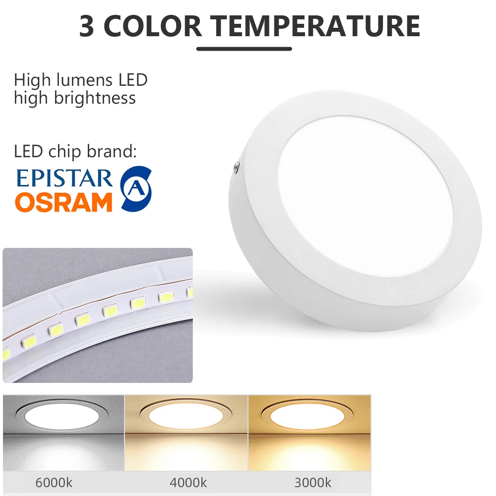 High quality indoor aluminum 3000k 4000k 6000k 18w circle round dimmable led ceiling panel light