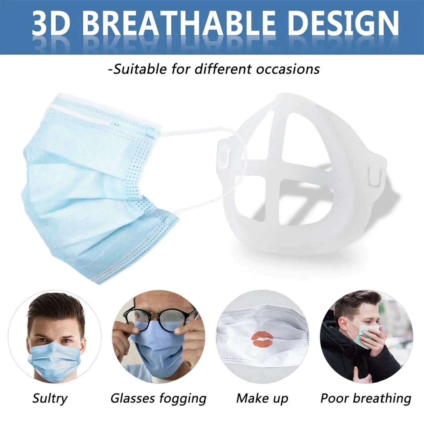 
Food Grade 3D Soft Silicone Face Mask Holder Bracket Support For Comfortable Breathing 