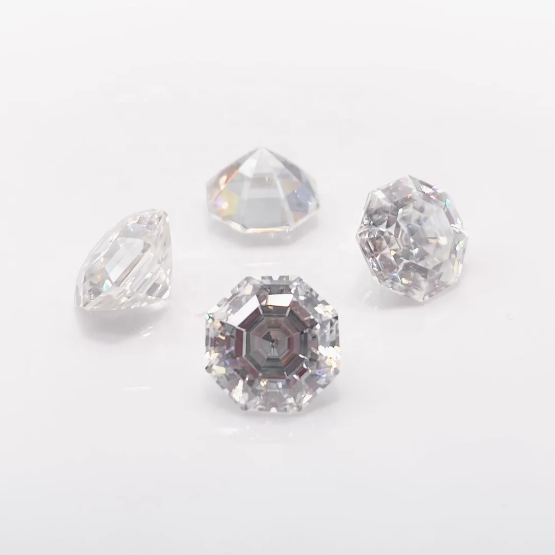 Synthetic Diamond Manufacturing GRA DEF Octagon Cut White Moissanite Fancy Shape Loose Moissanite Diamond