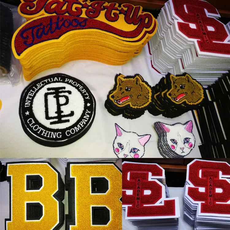 No Minimum Order Quantity Sew On Personalized Brand Fashion Letters Logo Custom Cool Jeans Cheap Chenille Embroidery Patches