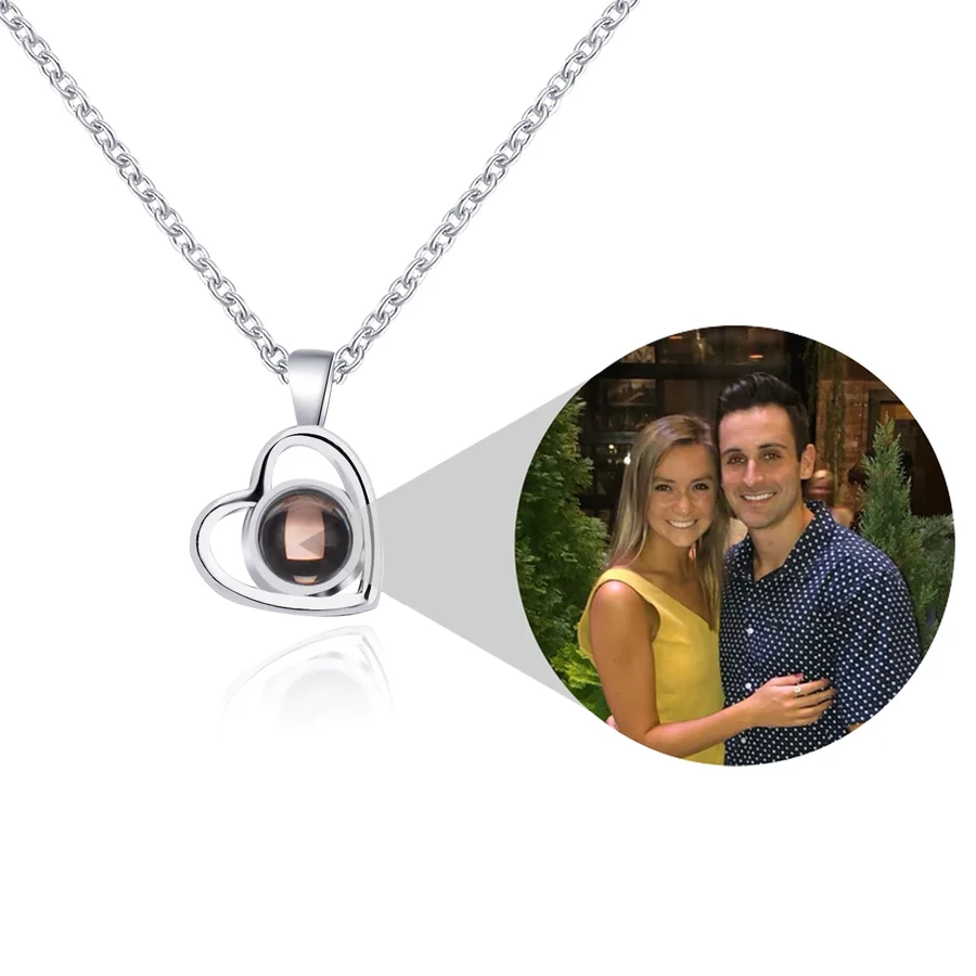 Rongni  OEM  RTS  2022 Valentine days gifts custom photo projection necklace with picture inside