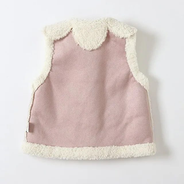 
Winter Kids Windproof Coat Baby Girls Suede Vest Toddler Vintage Warn Fleece Waistcoat With pockets 