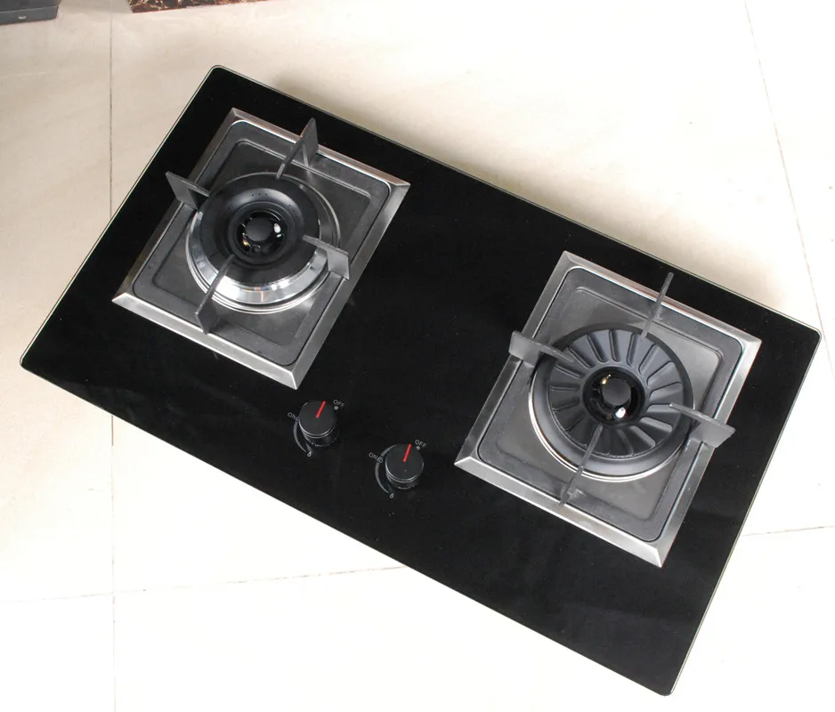 Hot selling low price built in glass stove top double 2 burners Copper burner gas cooker 2 plate stove table top gas stove