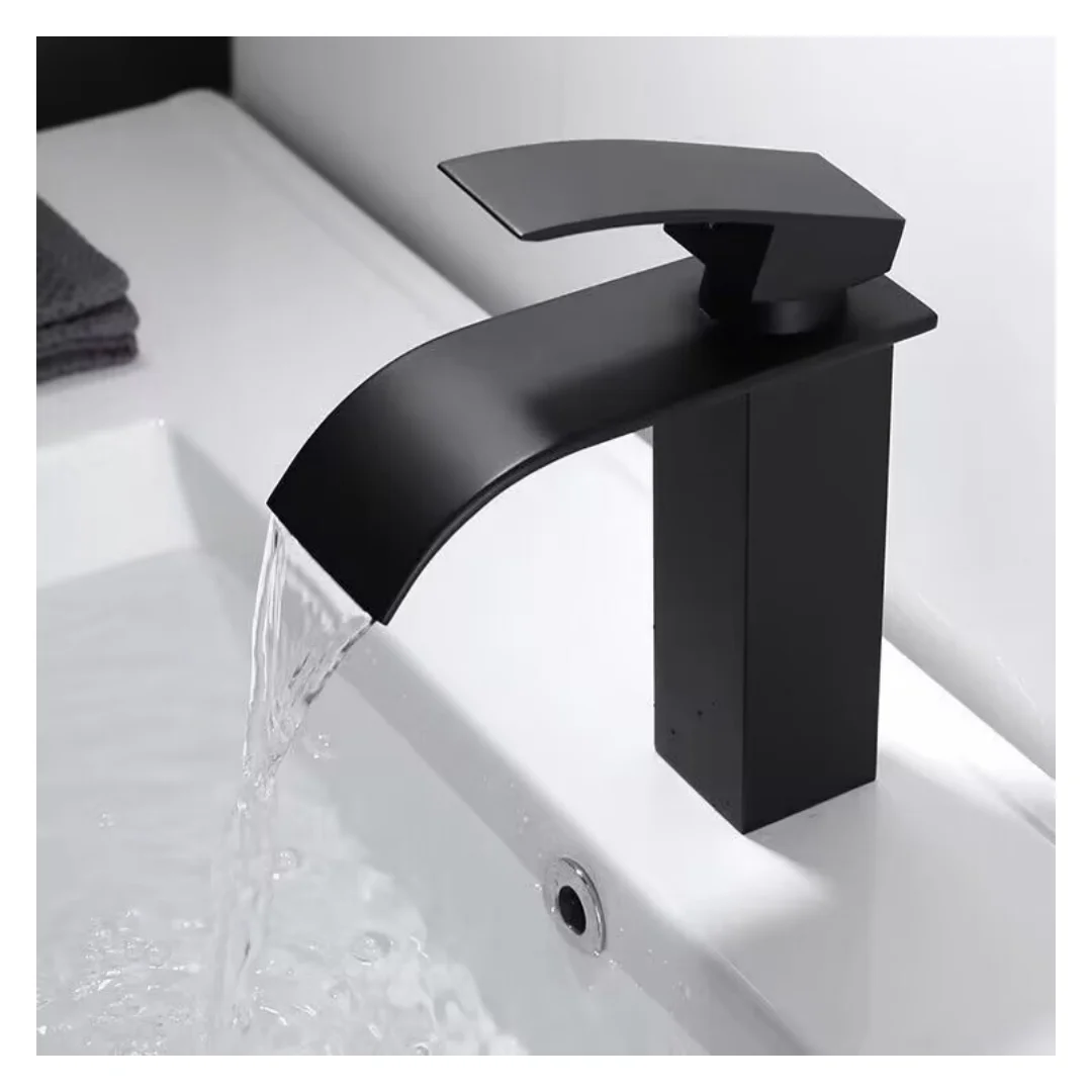 Blackened Style Single Hole Mixer Tap Faucet Deck Mounted Bathroom Waterfall Basin Faucet