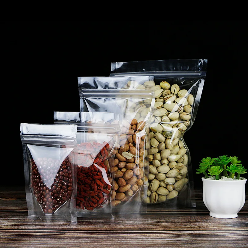 Hight clear Plastic stand zip bag Self-sealing dry fruit food packaging snack bag