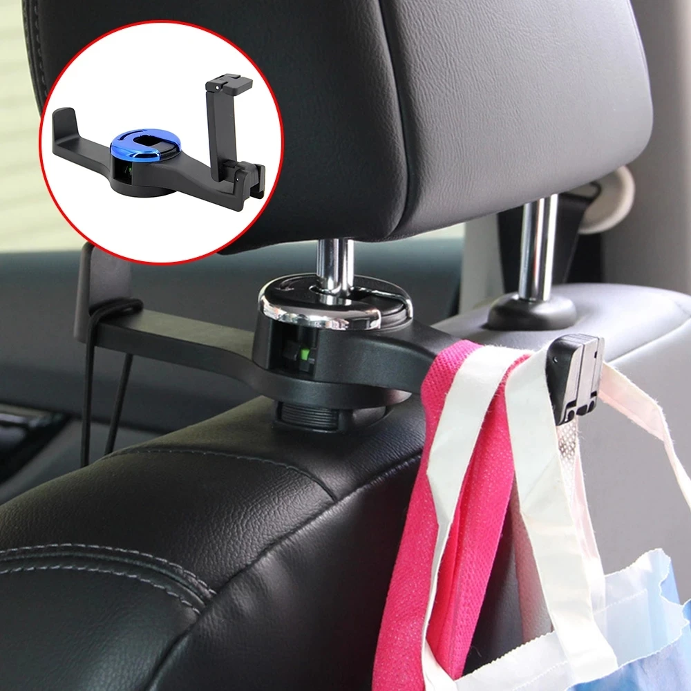 3 in 1 Car Vehicle Back Seat Headrest Hook Mobile Phone Holder Portable Seat Back Hanger Hook for Bag Purse Cloth Grocery