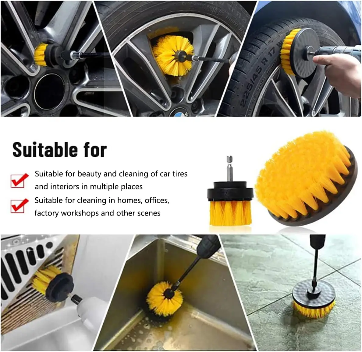Efficient Mini Power Scrubber Brush Set Stainless Steel Nylon Steel Hand Squeegee Deep Cleaning Kitchen Floors Solar Panels