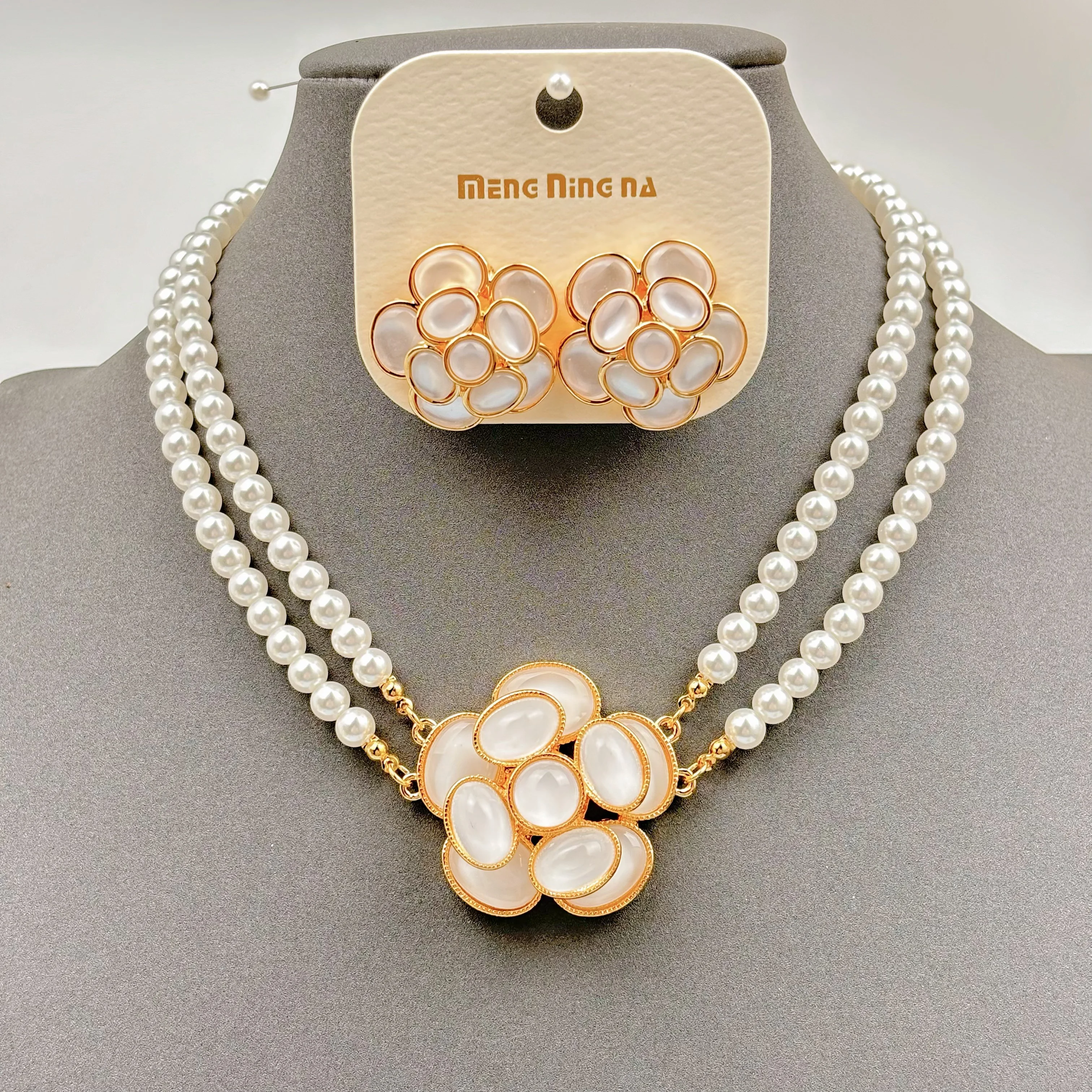 india anniversary 18k gold plated flower  jewelry sets wholesale bridal wedding accessories necklace earrings jewelry for women