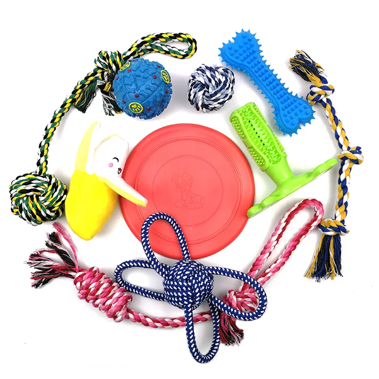 Оптовая продажа Amazon, Лидер продаж, набор игрушек для собак на заказ, набор игрушек для домашних животных, 10 упаковок