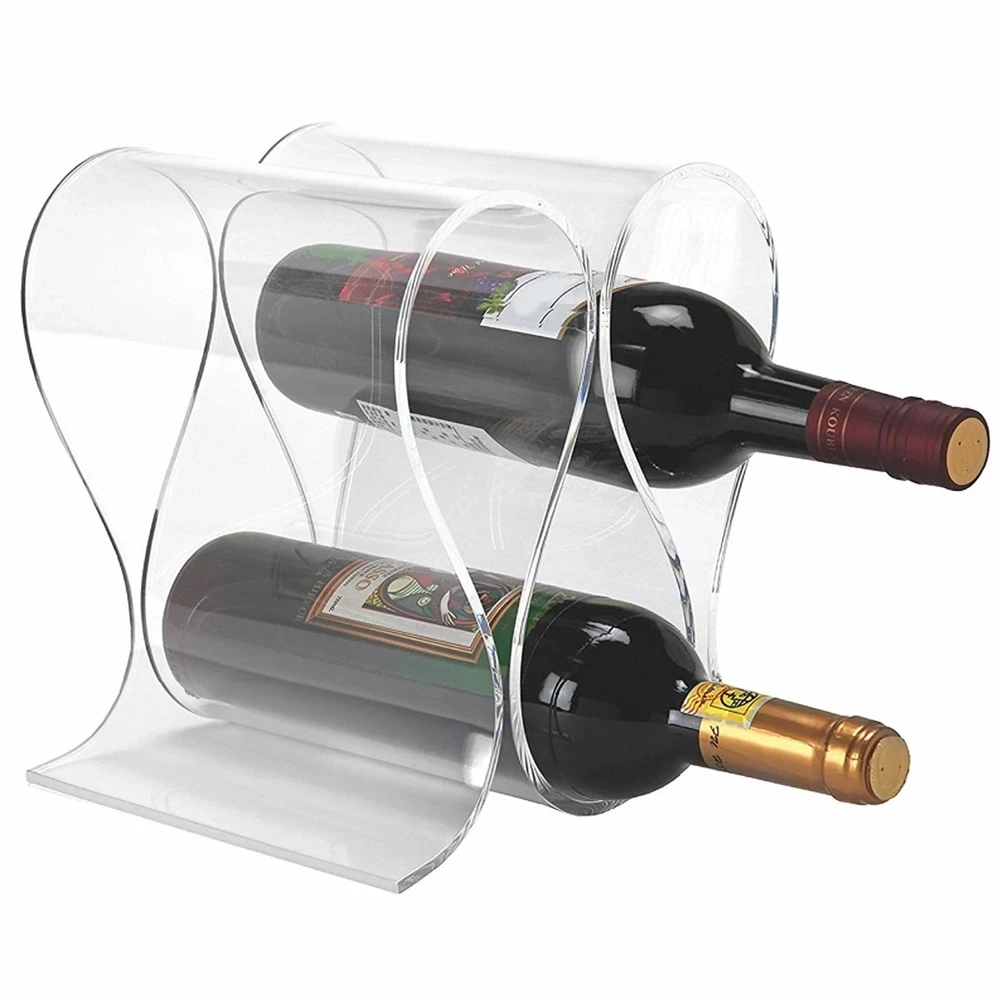 Custom Wholesale Spilled Countertop Decor Acrylic Wine Bottle Holder clear Acrylic Wine Display Rack Wall Mounted