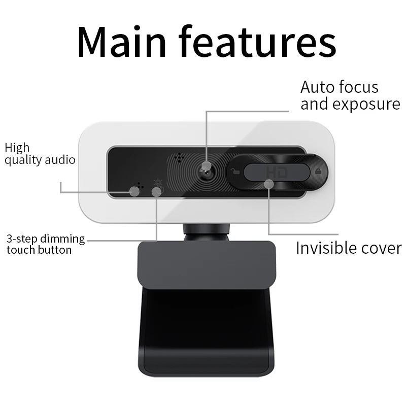 Hd Autofocus Webcam 1080p Video Chat Pc Computer Laptop Internal Online Class Meetings Video Call Web Camera With Mic Microphone