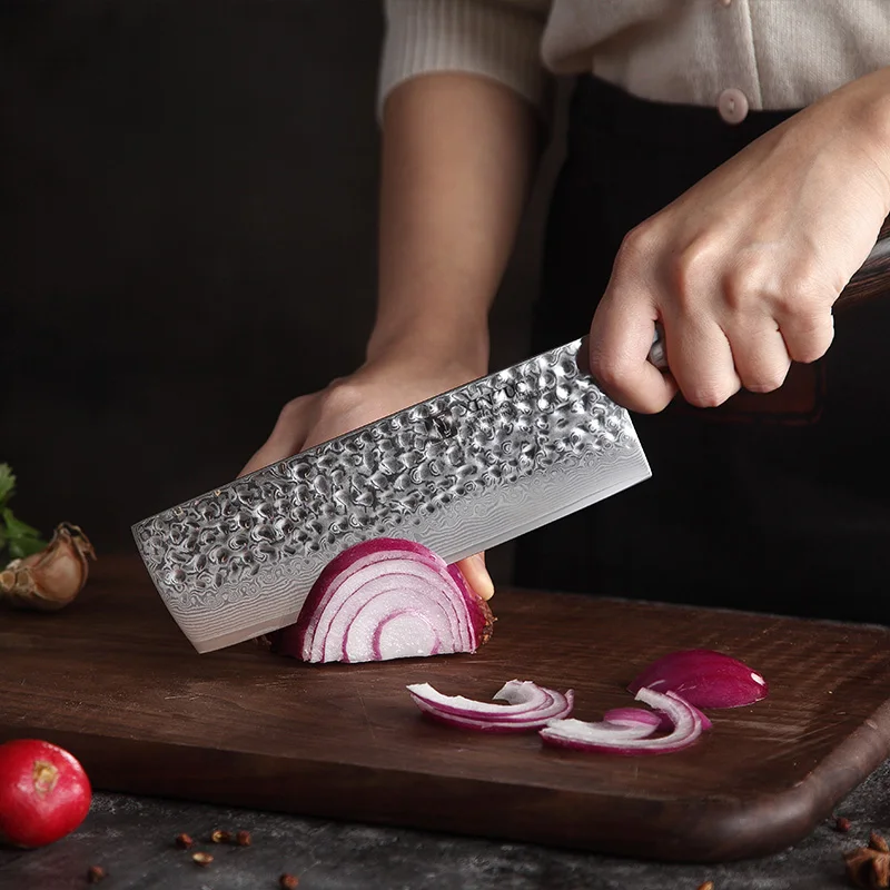 Handmade Japanese Style Nakiri Knife 67 Layers Damascus Stainless Steel Cooking Sharp Vegetable Knives With Pakka