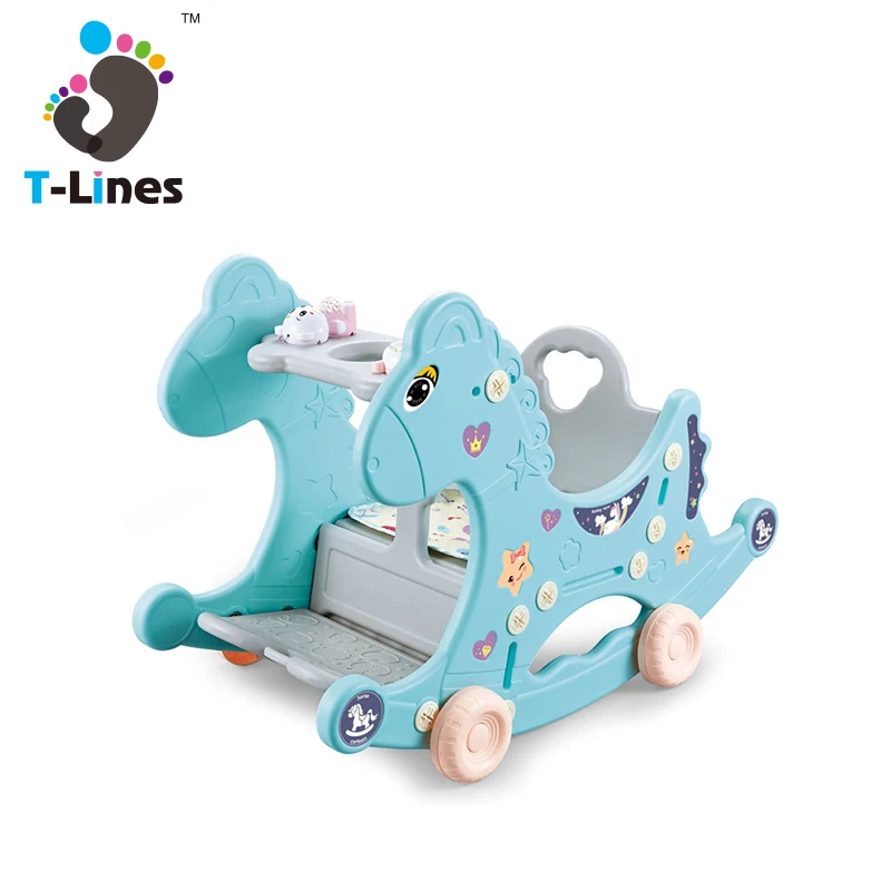 Wholesale 3 In 1 plastic horse shape baby child rocking chair indoor game toy
