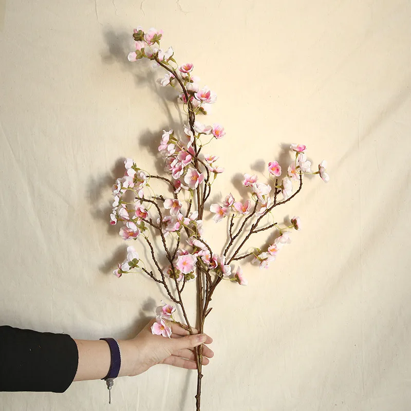Colored Artificial Cherry Blossom Flower Garlands Silk Sakura Rattan Hanging Wedding Fabric