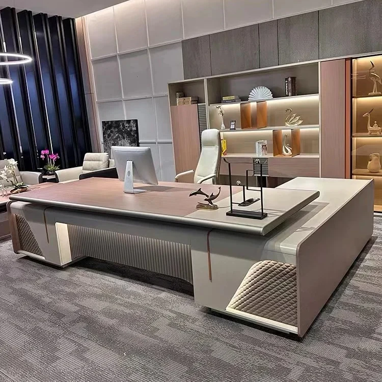 Современный модный офисный стол для офиса светлый роскошный стиль L-образный