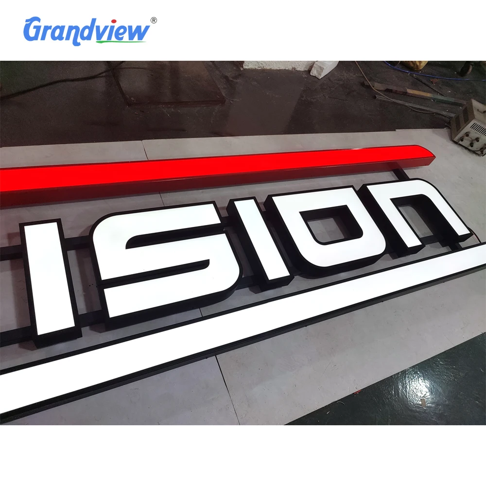 Commerical 3d business illuminated metal backlit letters 3d led sign custom light up letters led channel letter sign