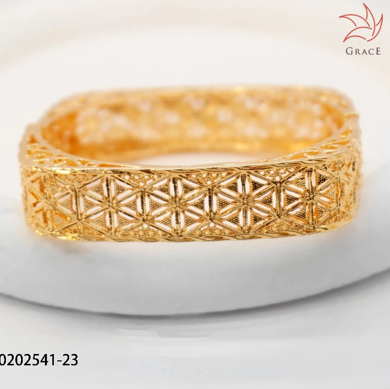 Cheap Custom Dubai Gold Bangles Filled Open Cuff Fine Bracelets & Bangles Arab Jewelry Moissanite Bracelet Women For Wedding