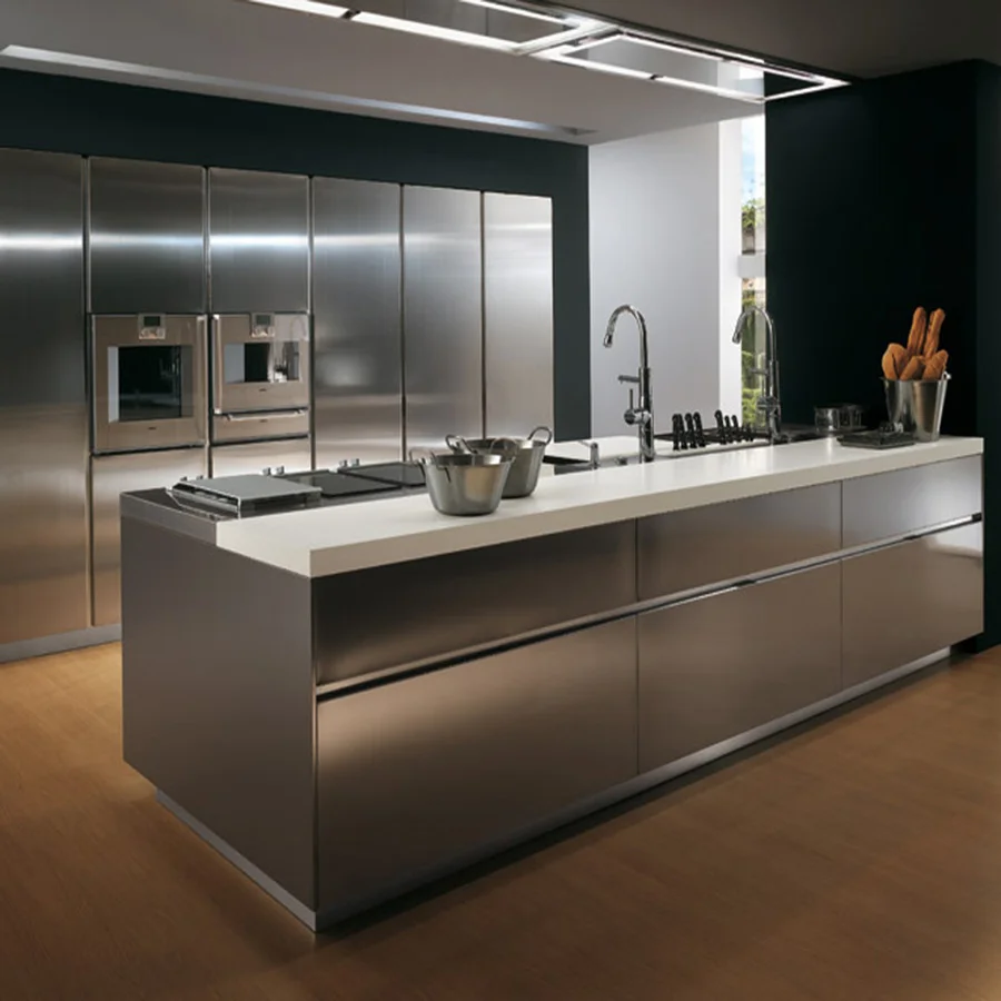 kitchen unit wall cabinet with sample design stainless island made in China