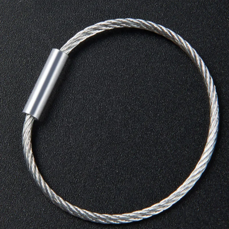 Screw Locking Metal Stainless Steel Wire Cable Keychain Loops Mteal Screw Locking StainlessSteel Wire Cable