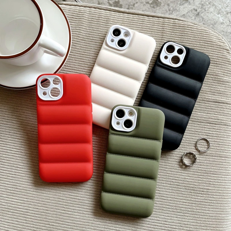 Fashion Down Jacket Case For iPhone 7 8 Plus Simple Matte Buffer Cover Soft TPU Mobile Phone Shell