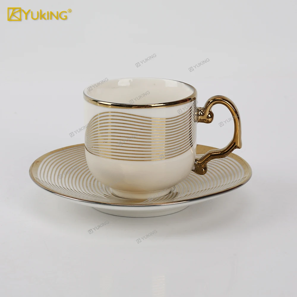Modern Luxury 12pcs Turkish Coffee Cups Set golden porcelain cups Arabic Style Coffee Set with Gift Box