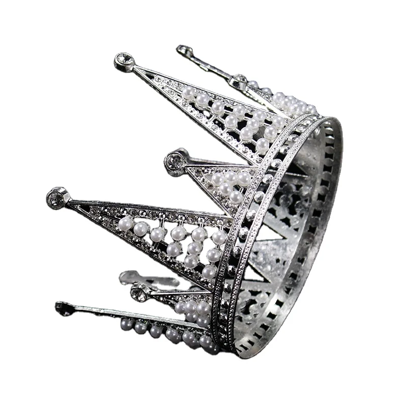 Birthday decorations Ornament Queen Lace Children Pearl Mesh Insert Tiara Accessories party supplies Crown cake decoration