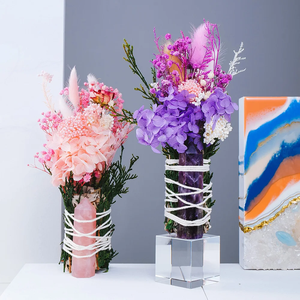 Hot selling wholesale natural Crystal point bouquet home decoration and ornaments bring financial luck