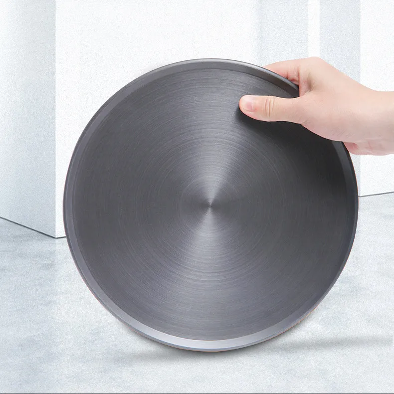Aluminum Quick Thawing Plate Rapid Thermal Conduction Plate Anti-burning Black Multifunctional Round Thawing Plate
