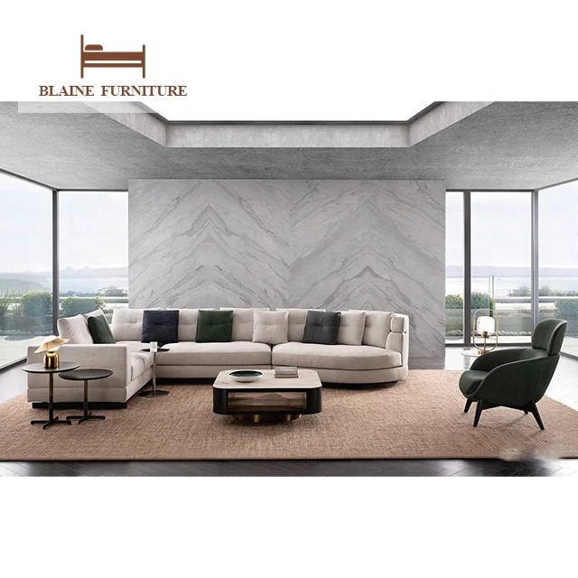 Modern European Style House Living Room Furniture Elegant 2 3 Seater Couch Grey Leather Leather Stainless Base Sofas