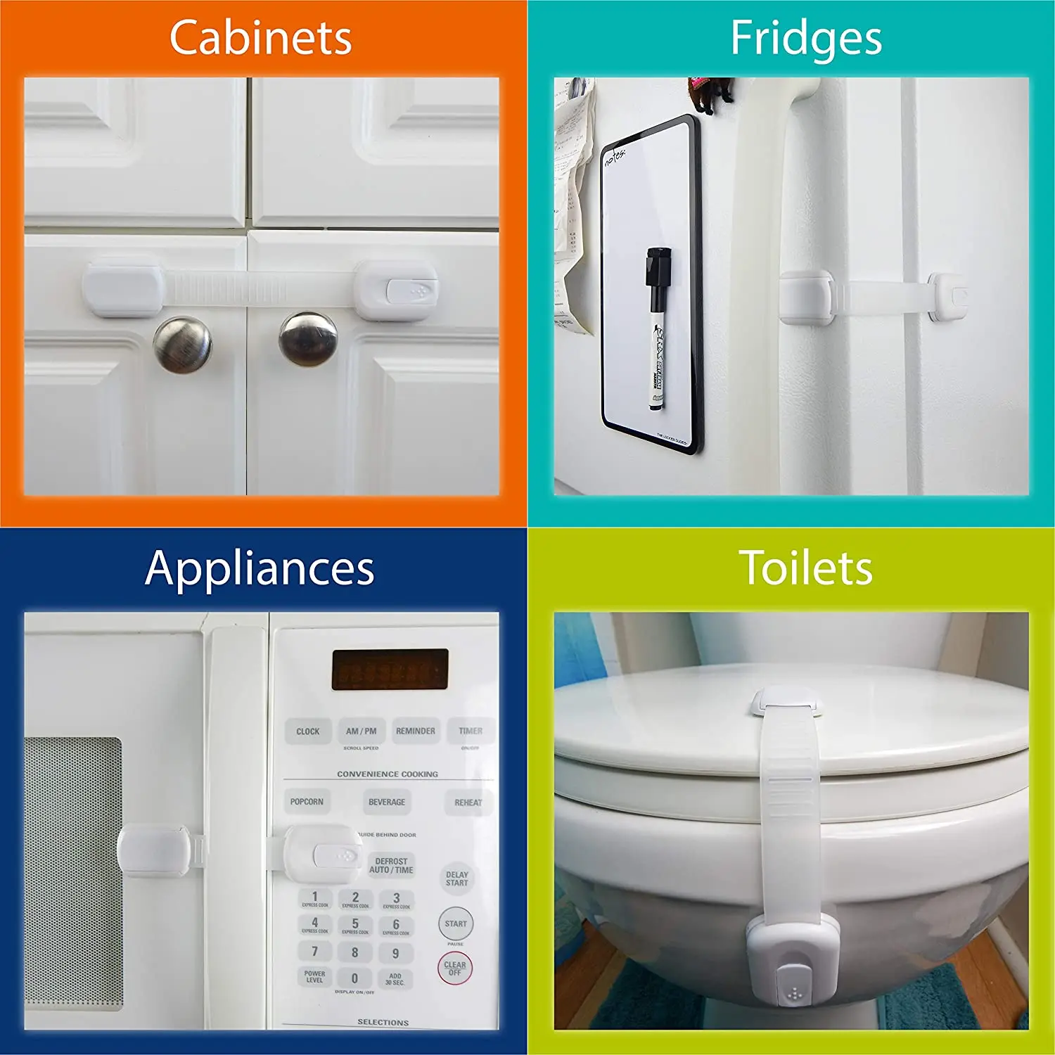 
10 Pack Cabinets Drawers Toilet Fridge & More Easy Installation Baby Child Safety Strap Locks For Fridge 