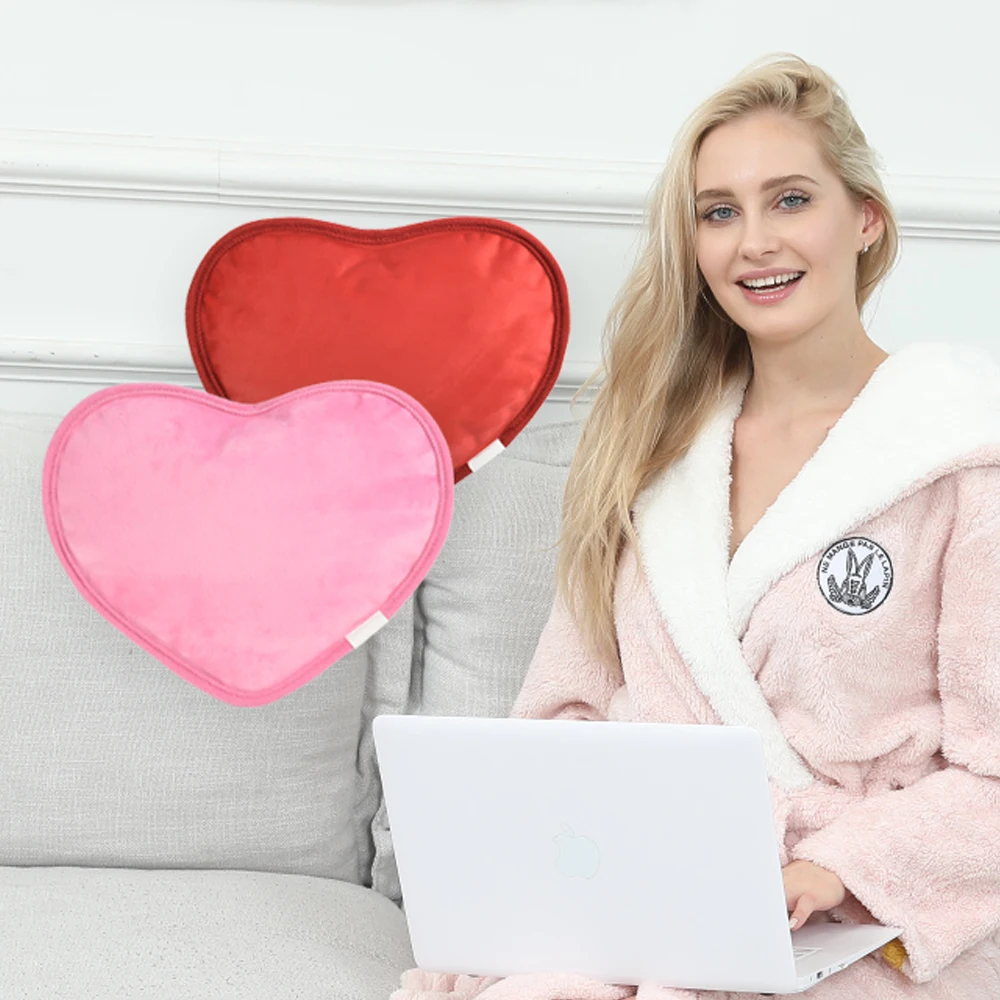 Heart Shape Rechargeable Warm Compress Bag Charging Heat Therapy Warmer Pack Electric Hot Water Bottle