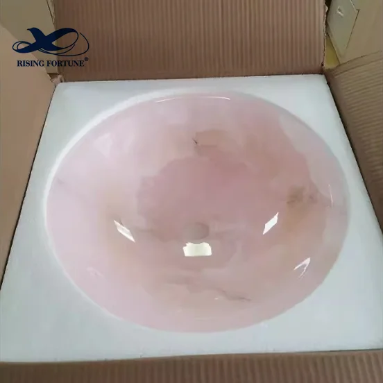 Modern Design Oval Irregular Shape Bathroom Freestanding Pink Onyx Marble Wash Sink Basin