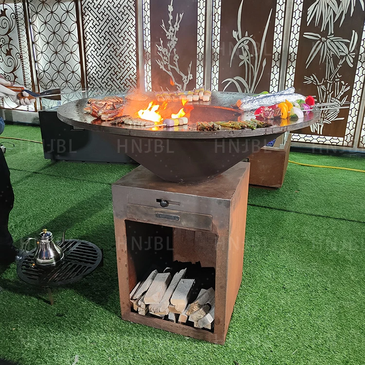 Garden Corten Fire Pit BBQ Corten Steel Barbecue Outdoor BBQ Grill