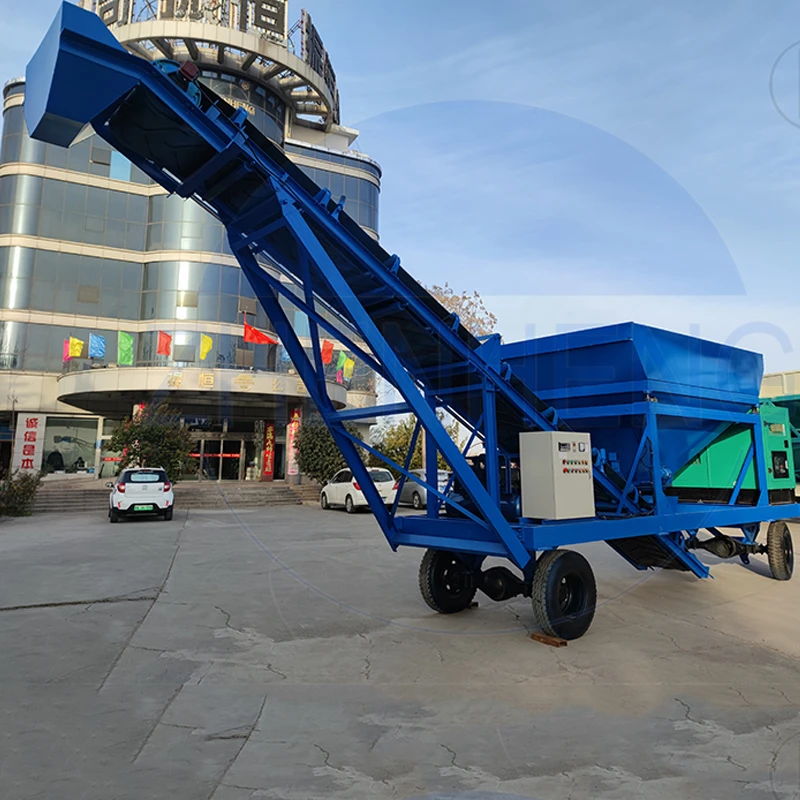 Customized Mobile Concrete Aggregate Batch Machine Dry Ready Mix Concrete Batching Plant with diesel engine
