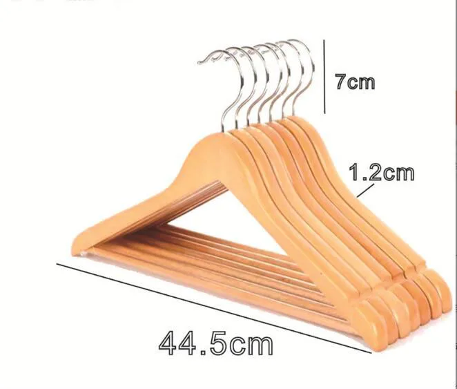 Solid Maple Wood Clothes Hanger Maple High-grade Raw Wooden Clothes Pants Set Hanger with Clips