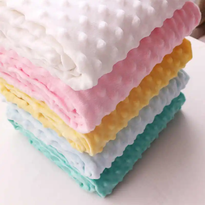 Ins Hot Selling Super Soft Poly Embossed Baby Cuddle Bubble Minky Dot Plush Blanket Fabric