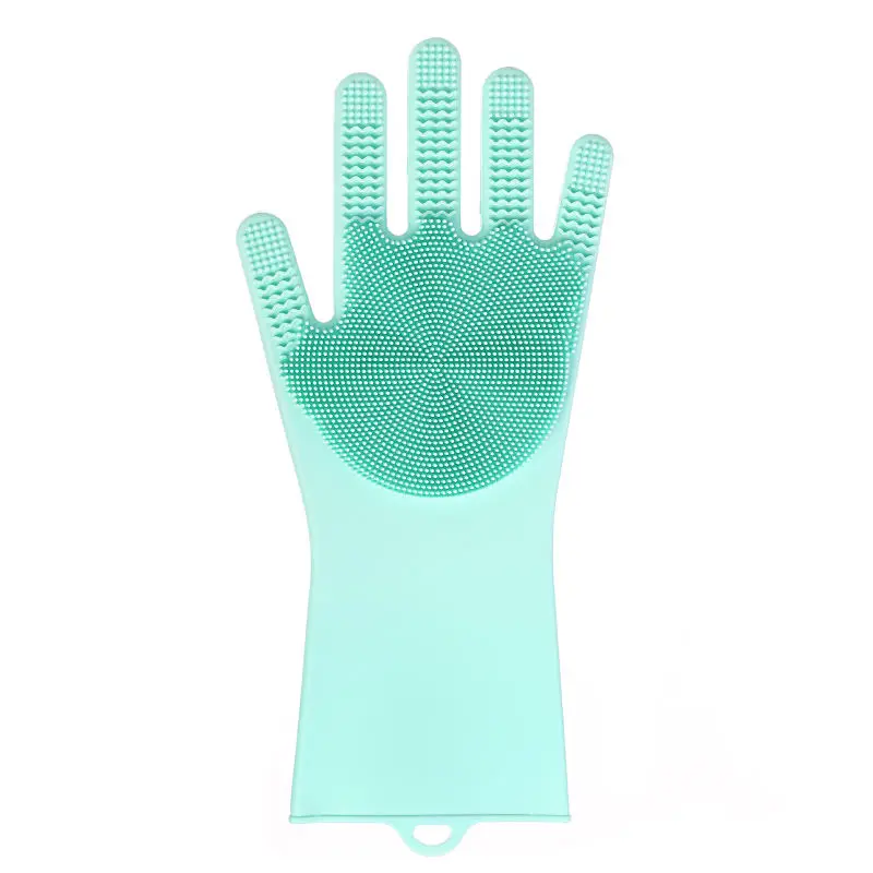 Reusable Waterproof Household Cleaning Silicone Gloves Non-slip Silicon Glove Magic Dishwashing Gloves With Scrubber